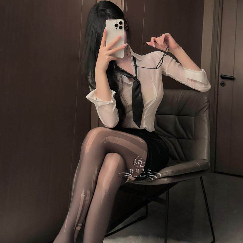 御姐风秘书装性感纯欲收腰职业套装白衬衫包臀裙女式ol透视约会装