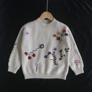 00%半高领针织衫 中小宝宝纯羊绒1衫 女童毛衣厚款 代发 高端奢品