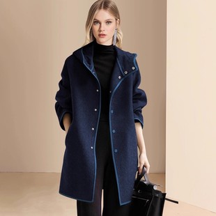 气质休闲连帽百搭毛呢子大衣女2025年新款超好看初冬外套