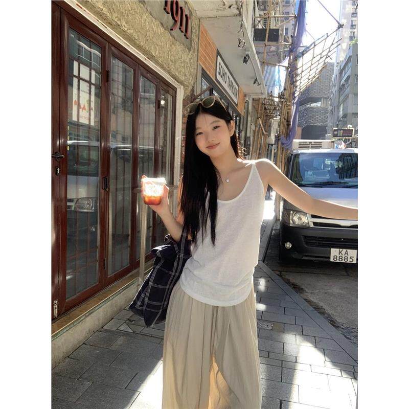 吊带背心女2026新款夏外穿美背白色宽松纯棉慵懒风无袖上衣