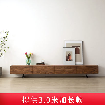 全实木电视柜北美黑胡桃木客厅原木家具橡木樱桃木储物柜地柜收纳