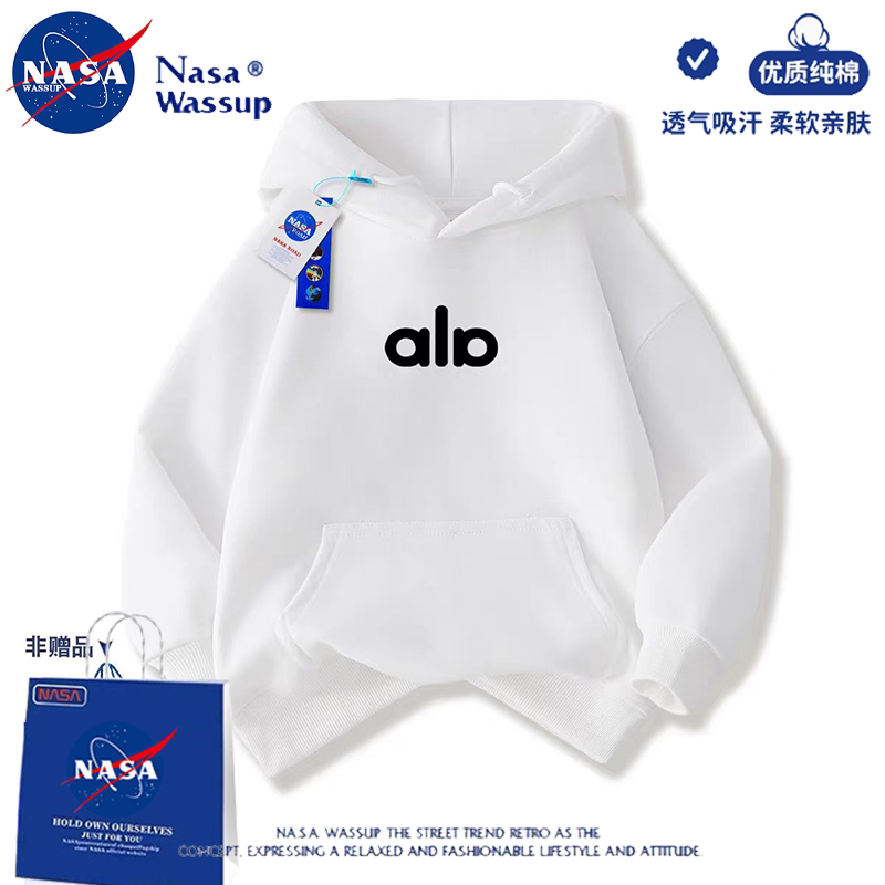 NASA美式字母aio亲子连帽卫衣男女童学生宽松纯棉长袖上衣外套
