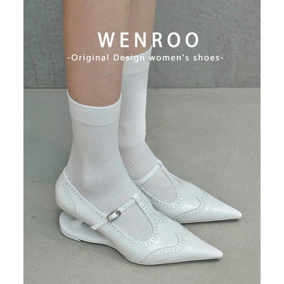 布洛克雕花纹悬浮跟玛丽珍高跟鞋