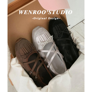 韩版小众扣带芭蕾风运动玛丽珍鞋女2026春季新款灰色浅口厚底单鞋