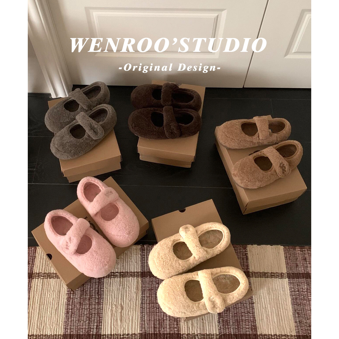 复古羊羔毛魔术贴玛丽珍毛毛鞋女外穿2025秋冬新款加绒豆豆棉单鞋,女鞋,毛毛鞋,淘宝优惠券,粉丝福利购,淘宝优惠卷