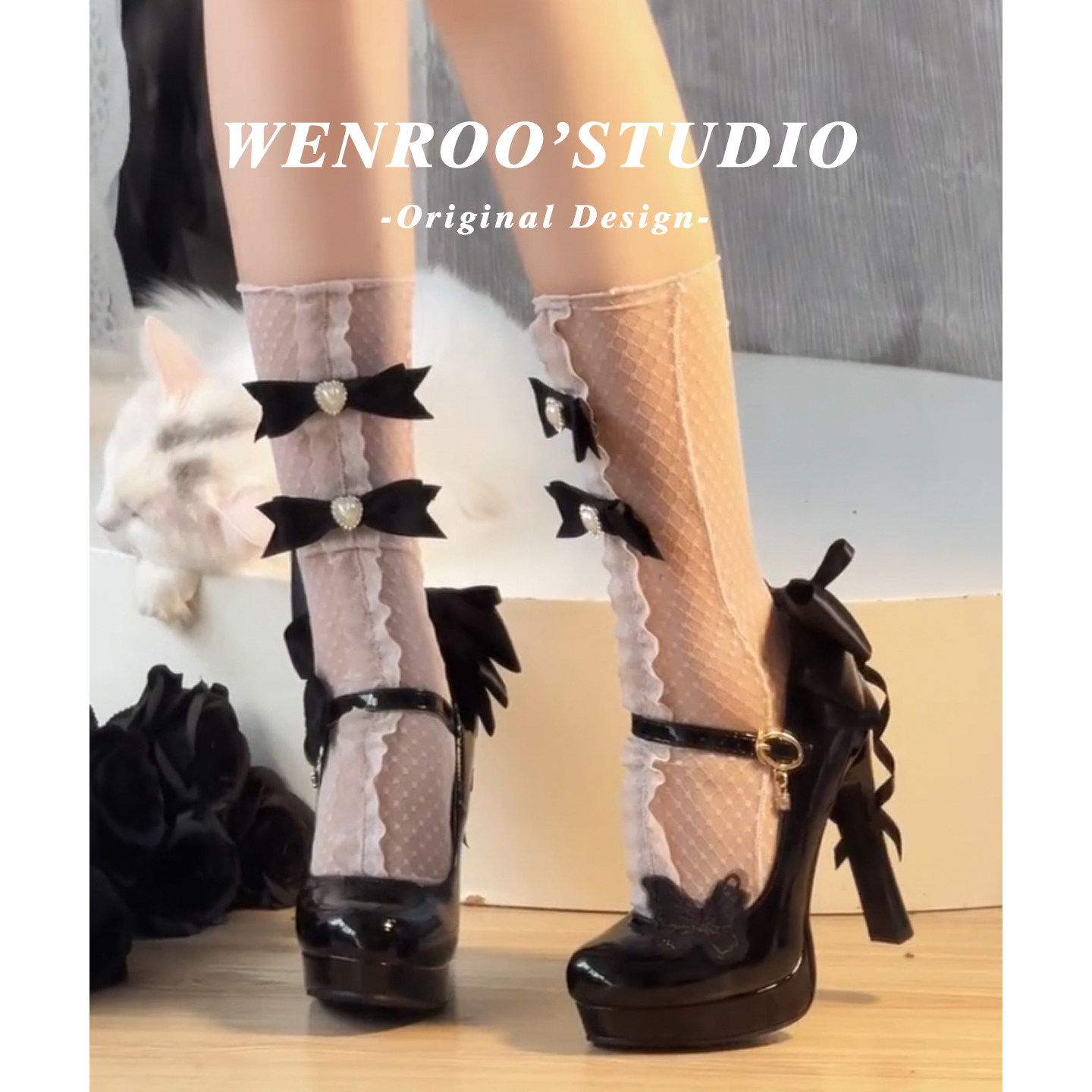 甜美蝴蝶结扣带Lolita高跟鞋女春2026新款黑色浅口粗跟玛丽珍单鞋,女鞋,玛丽珍鞋,淘宝优惠券,粉丝福利购,淘宝优惠卷