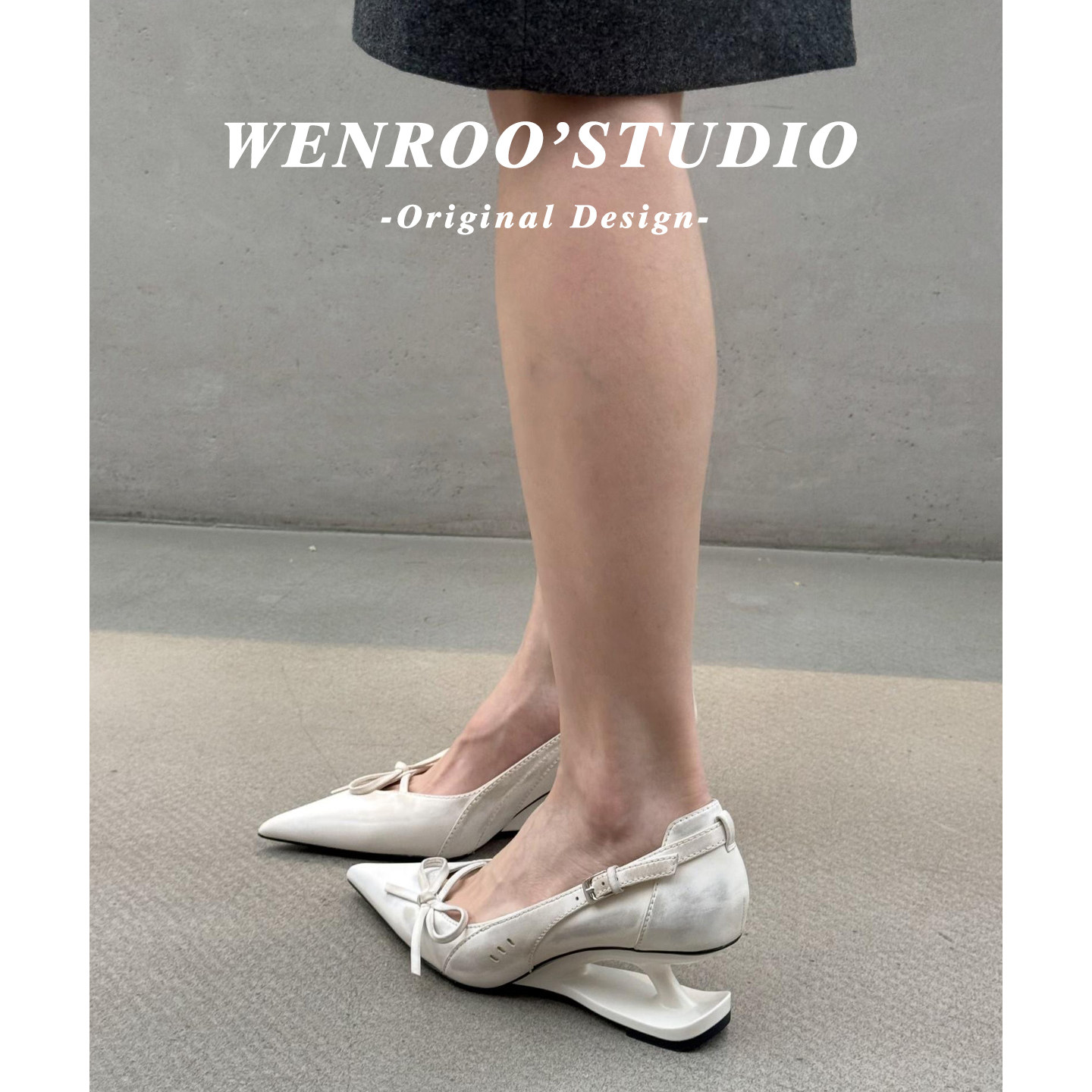 白色复古高级感尖头悬浮跟单鞋女夏2026新款法式浅口不累脚高跟鞋