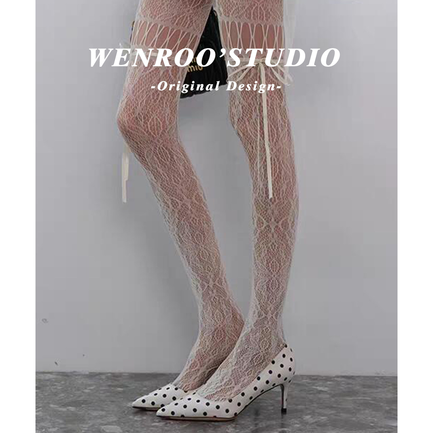 法式波点尖头浅口高跟鞋女细跟2026春季新款气质白色性感浅口单鞋