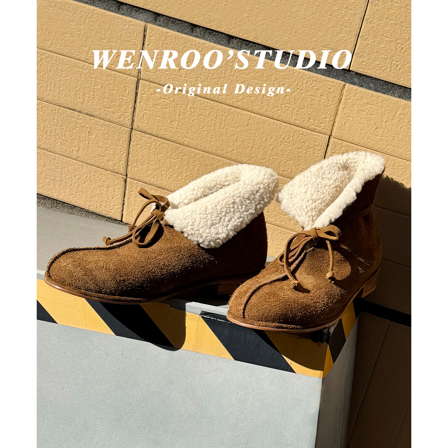 牛皮版！小众系带粗跟翻折短筒靴