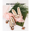 复古浅口毛毛单鞋 小众毛球蝴蝶结平底加绒棉鞋 女外穿2025秋冬新款