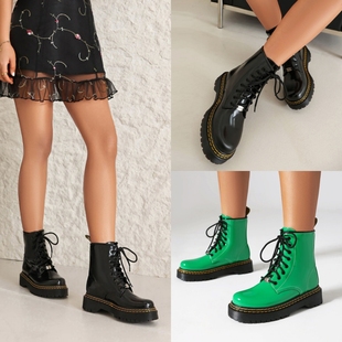 英伦风厚底机车短靴帅气增高靴子新款 甜酷小众情侣马丁靴反串男靴
