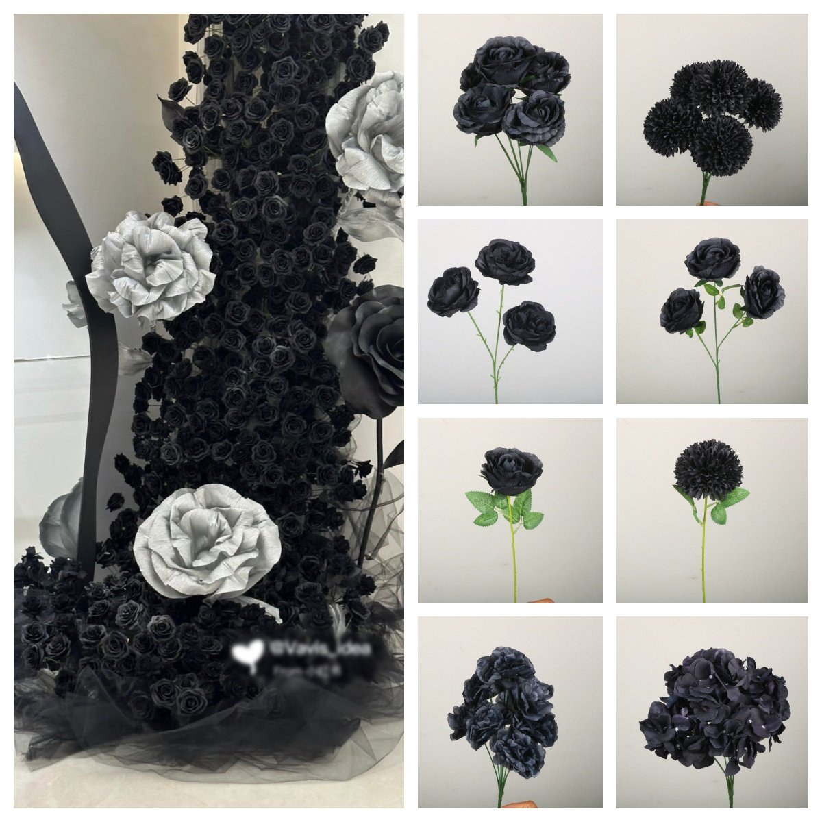 婚庆仿真绢花10枝装黑色系婚礼堂布置路引插花地排花网红瀑布装饰,节庆用品/礼品,婚庆绢花,淘宝优惠券,粉丝福利购,淘宝优惠卷