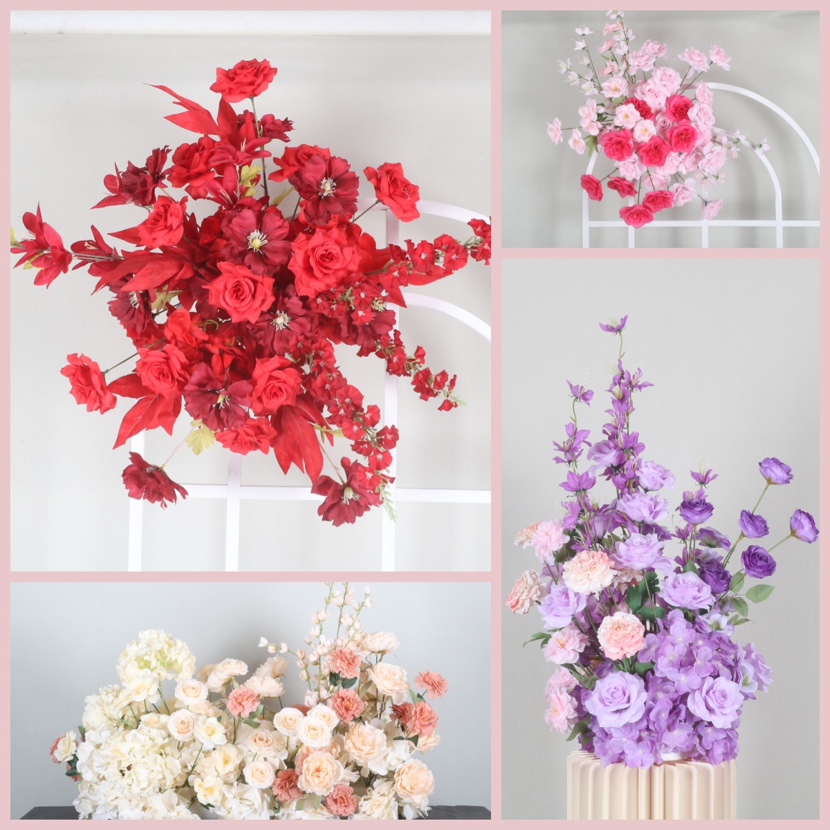 婚庆仿真花地排花路引花订婚花排焦糖色中式挂花装饰婚礼舞台布置