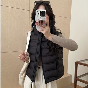 韩版轻薄短款羽绒服2024马甲女秋冬季外穿开衫叠穿马夹短款上衣女