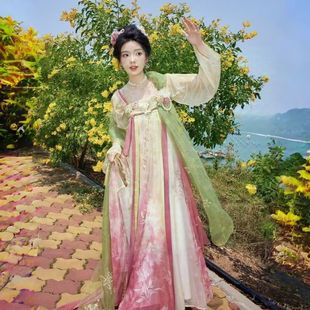 十三余豆蔻儿佩玉春风刺绣齐胸印花褶裙对襟唐制超仙拍照汉服出租