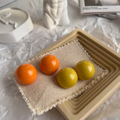 圆球显白黄色橘色多巴胺925纯银耳环耳钉 时髦精入 原创 爱马橙