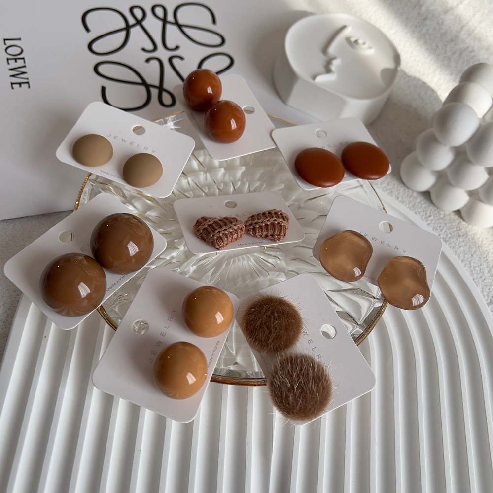 美拉德 毛绒大地色小众高级感多巴胺925纯银耳环几何植绒树脂耳钉,饰品/流行首饰/时尚饰品新,耳环,淘宝优惠券,粉丝福利购,淘宝优惠卷