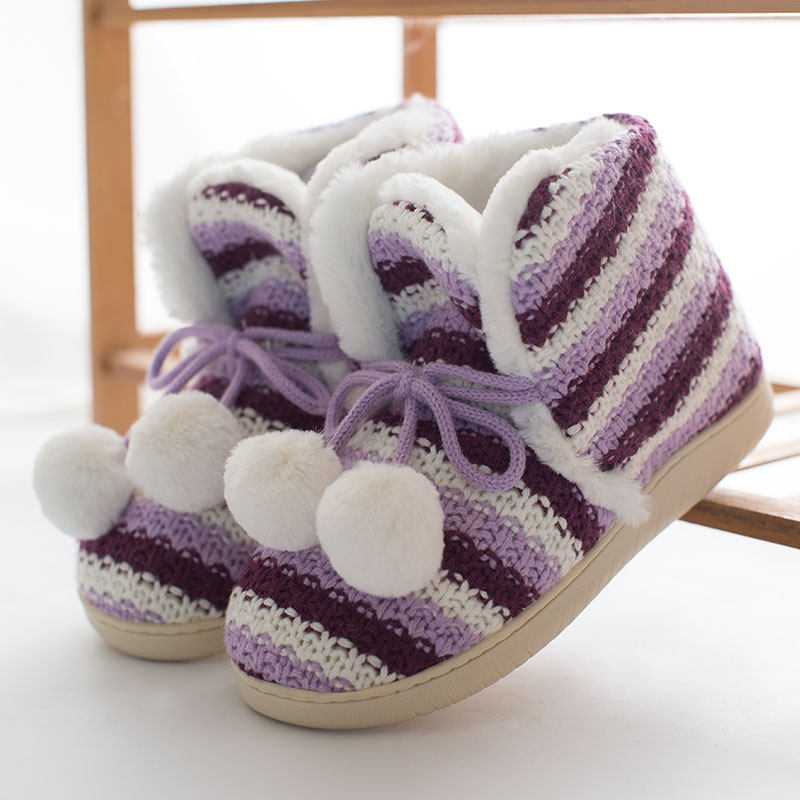 可爱毛球 保暖高帮冬靴