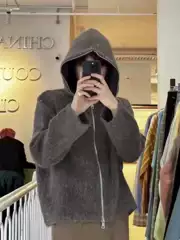 Our Legac23Fw Mohair Turtleneck Casual Loose Sweater Unisex Zipper Hoodie Lazy Style Jacket