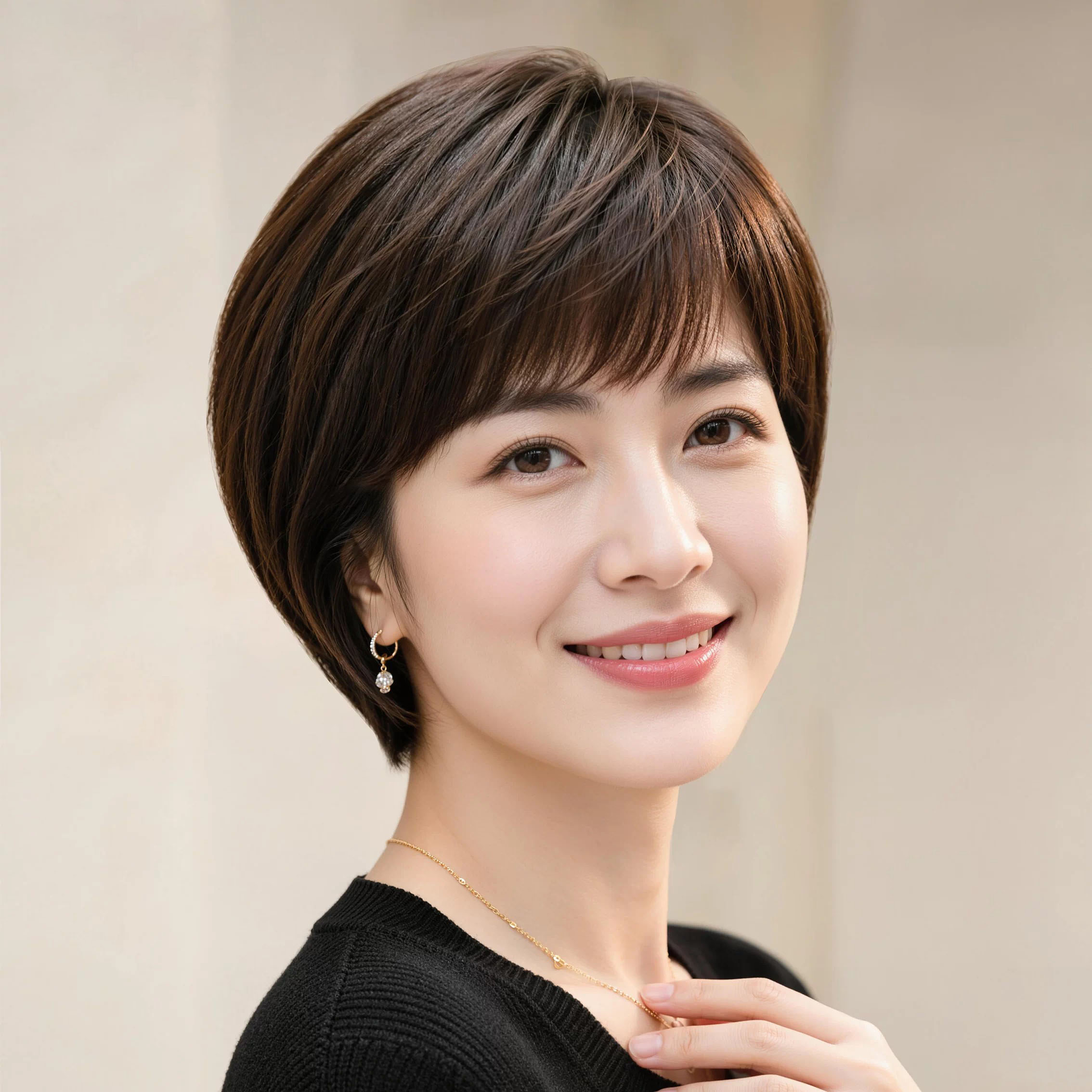假发女真发时尚薄款短发日常假发图片