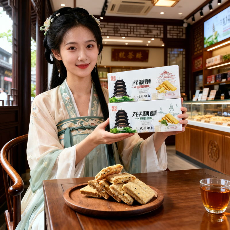 食有深意杭州特产糕点龙井茶茶饼中式点心老式酥饼干零食伴手礼