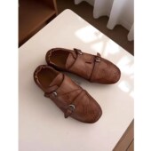 复古风布洛克鞋 真皮平底皮带扣百搭玛丽珍小皮鞋 女2026春秋季 新款