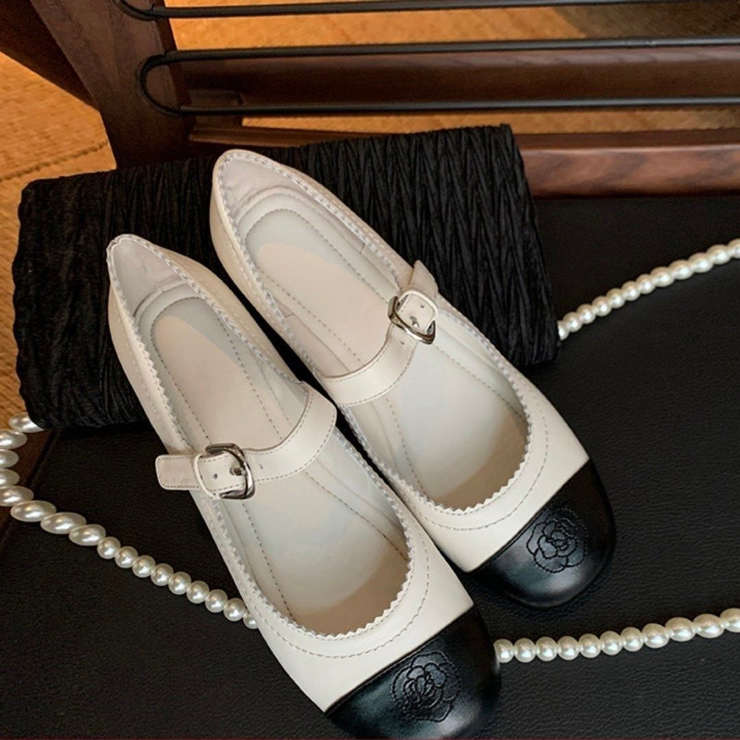 小香风玛丽珍鞋2026新款百搭复古小皮鞋真皮浅口山茶花平底单鞋女,女鞋,玛丽珍鞋,淘宝优惠券,粉丝福利购,淘宝优惠卷