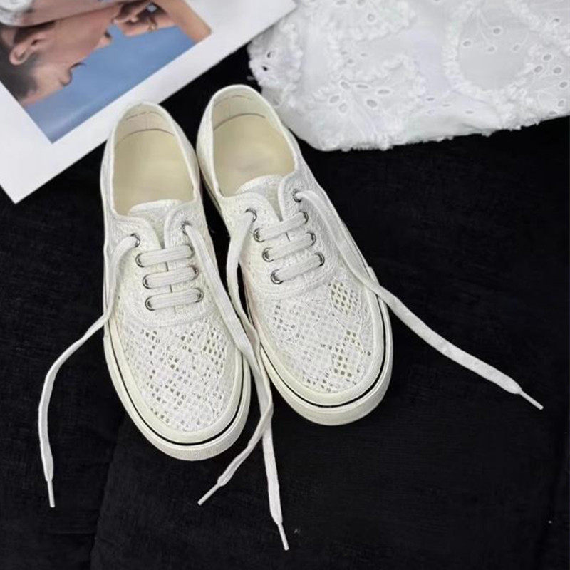 ido女鞋2025夏透气网面百搭系带软底平底厚底蕾丝休闲小白鞋板鞋,女鞋,网面鞋,淘宝优惠券,粉丝福利购,淘宝优惠卷
