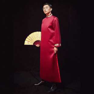 婚礼伴郎团礼服长袍 大褂中式 男古装 长袍演出拍照相声长衫