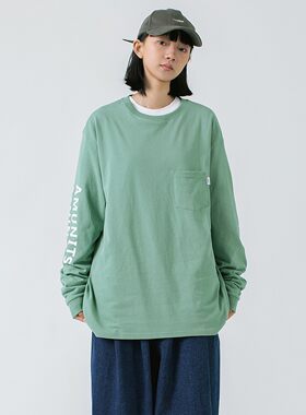 2026秋季新款宽松休闲纯色长袖T恤男女同款中性上衣