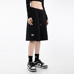 高街休闲抽绳短裤 美式 男夏季 宽松情侣直筒中裤 ONE 五分裤 PASS