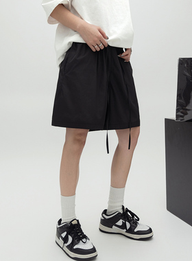 字母印花休闲短裤女夏季美式国潮宽松运动五分裤男