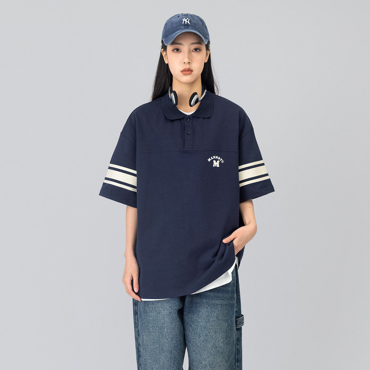 休闲工装撞色拼接POLO衫半袖图片