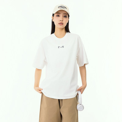 微瑕疵 介意勿拍 夏季字母印花纯色圆领半袖上衣中性风百搭短袖