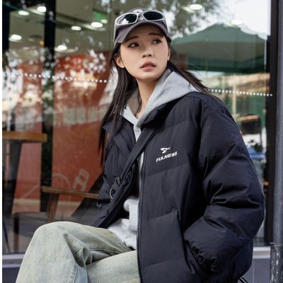 潮牌字母印花棉服外套女