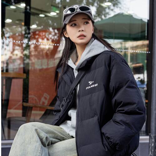 潮牌字母印花棉服外套女