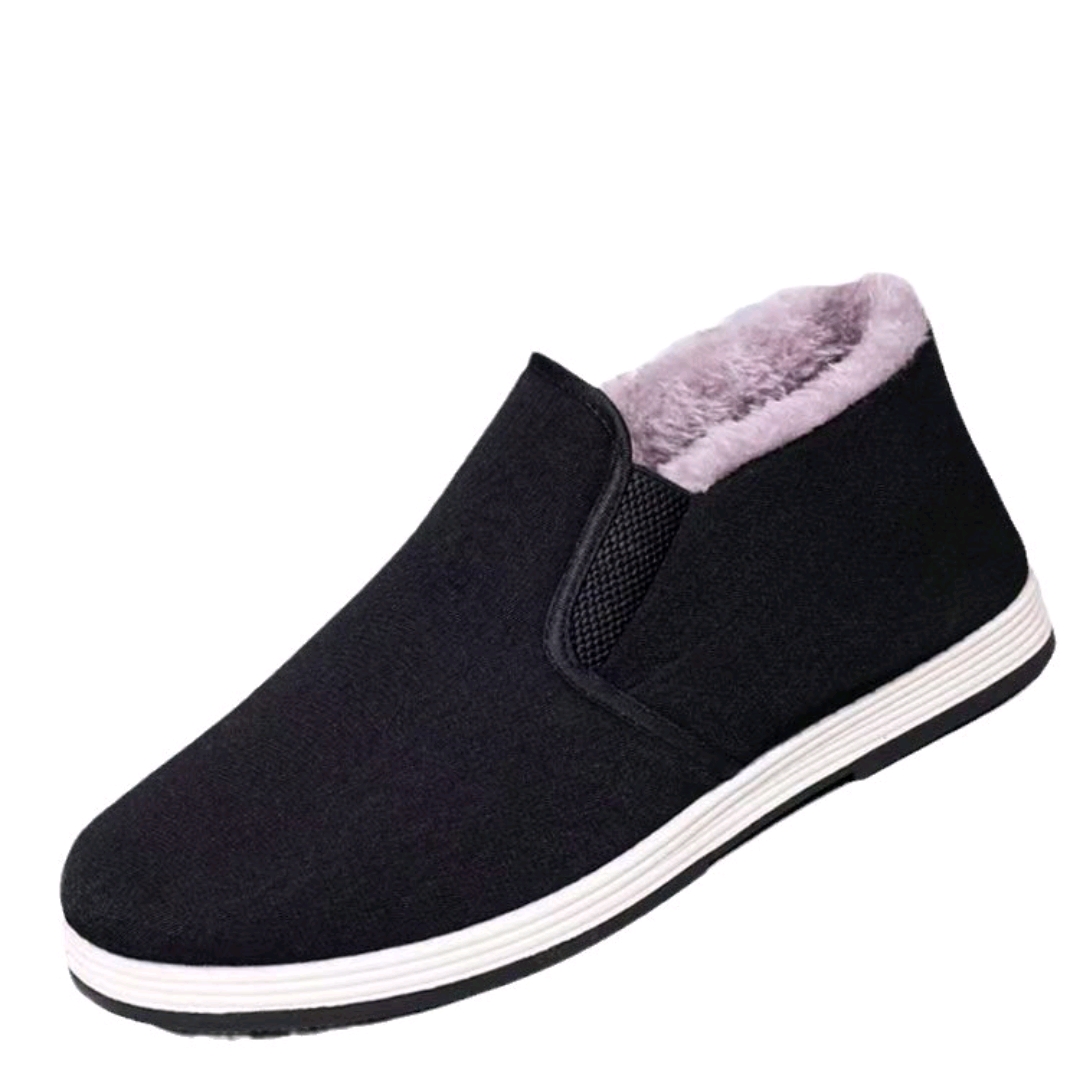 冬季加绒加厚老北京布鞋防寒保暖工作防滑一脚蹬懒人棉布鞋爸爸鞋