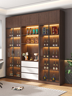 全实木轻奢北欧酒柜现代简约推拉滑移门客厅展示储物柜家用新中式