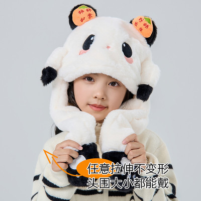 冬季儿童款帽子围巾一体加厚保暖