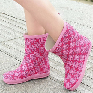雨鞋时尚款外穿女士百搭平底雨靴中筒纯橡胶软底水靴防水防滑胶鞋