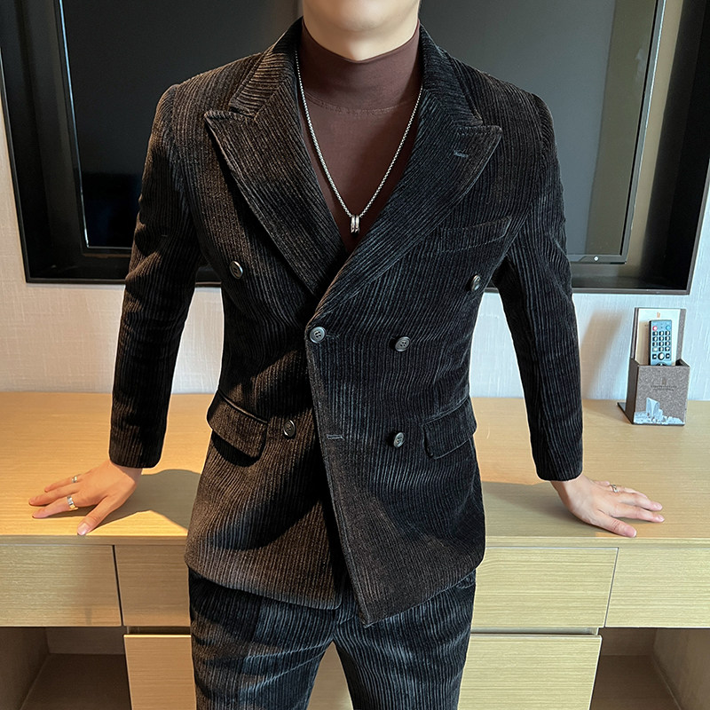2025高品质雪尼尔西装男套装休闲双排扣西服外套LJT2405-P230,男装西服,星座197