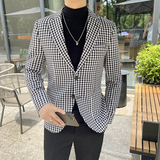 2025秋季红格子小西装个性潮流修身千鸟格外套A51-P155，男装西服，星座197