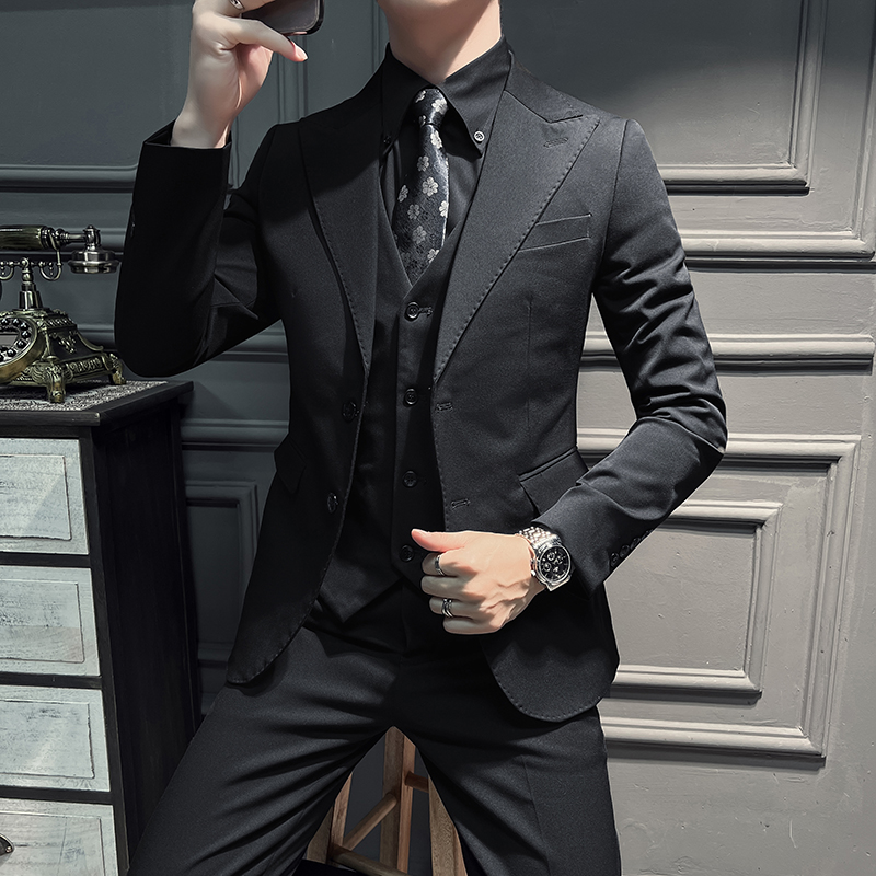 春装新款西装高品质西装潮西服男套装三件套西装SJT2218-P255，男装西服，星座197