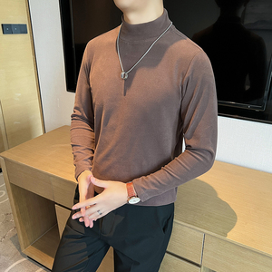 双面绒德绒长袖t恤男士半高领内搭弹力咖啡体恤打底衫CT6617-P40图片