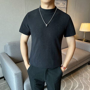 德绒双面绒男士韩版修身短袖t恤圆领高级感弹力打底衫DT6619-P40图片