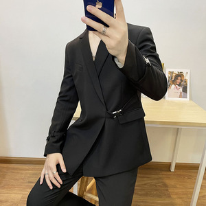 2024秋冬金属卡扣经典复古西装斜口小西服男网红外套DX2210-P160