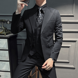 春装新款西装高品质西装潮西服男套装三件套西装 SJT2218-P255图片