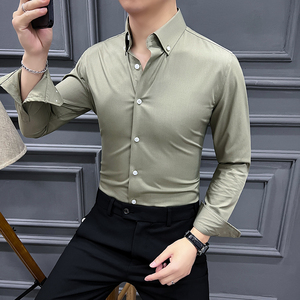 2024春装新款 定制面料 高品质细条纹衬衫男士扣领衬衣CS027-P88图片