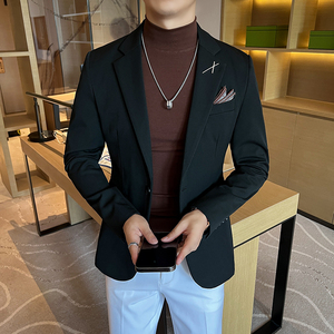 大码男士外套韩版潮流修身新郎西服通勤深灰 单件西装DX2401-P115图片