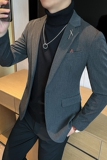 大码男士外套韩版潮流修身新郎西服通勤中灰单件西装DX2401-P115，男装西服，星座197